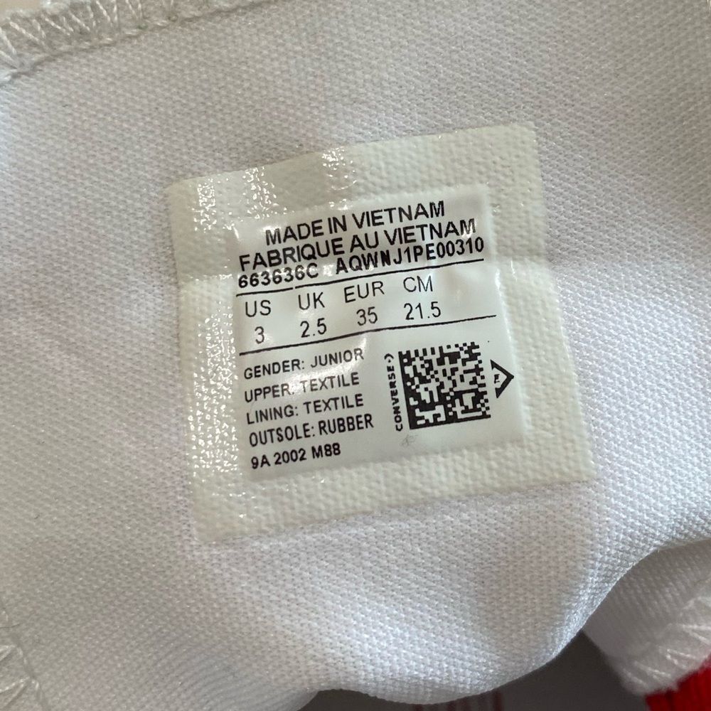 Converse Sneakers Dinoverse High Top All Star White Red Junior Boys Size 3 - Picture 8 of 11